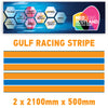 GU2.1x2A Gulf Racing side stripes 2.1m (2x2100mm) Long laminated for Porsch Various Sizes Available