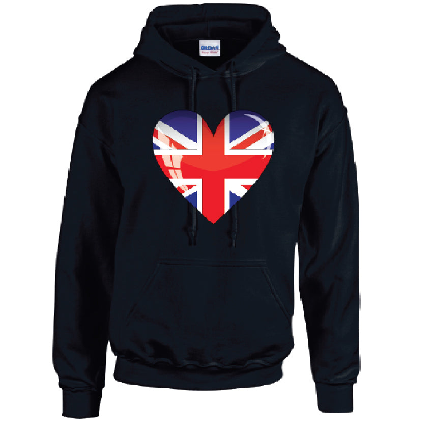 HD04 British Heart Unisex Cotton Hoodie Various Sizes & Colours Available