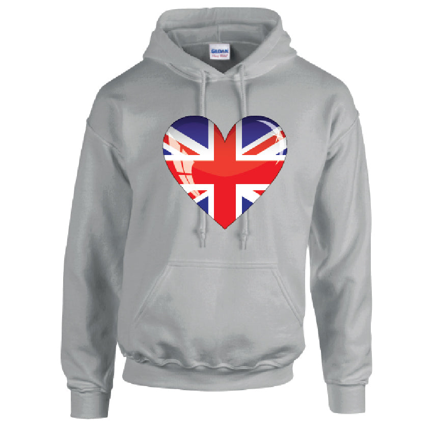 HD04 British Heart Unisex Cotton Hoodie Various Sizes & Colours Available