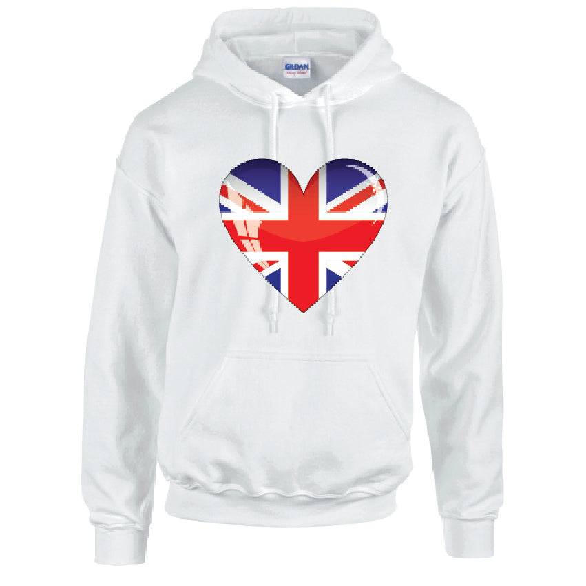 HD04 British Heart Unisex Cotton Hoodie Various Sizes & Colours Available