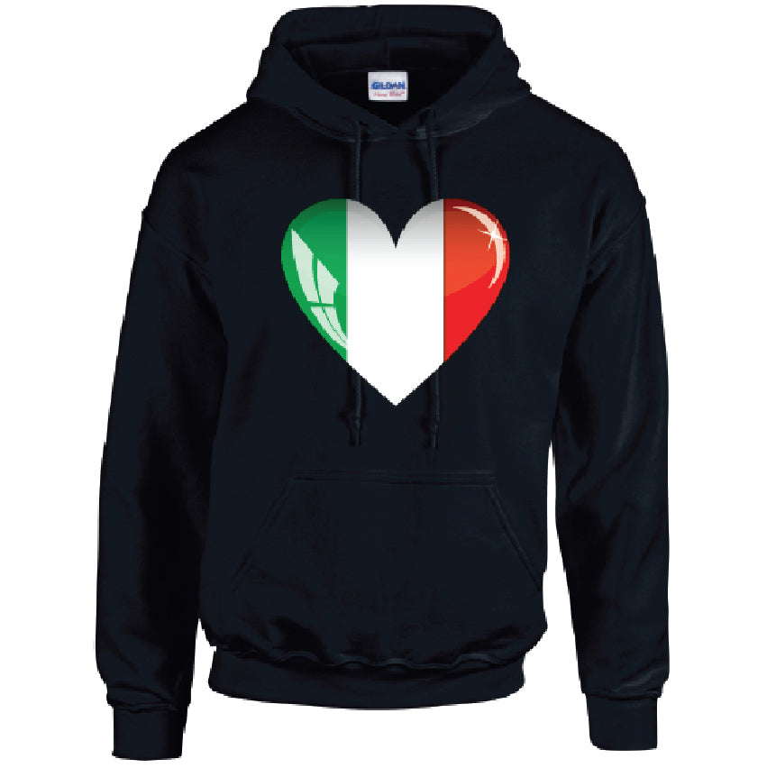 HD09 Italy Heart Unisex Cotton Hoodie Various Sizes & Colours Available