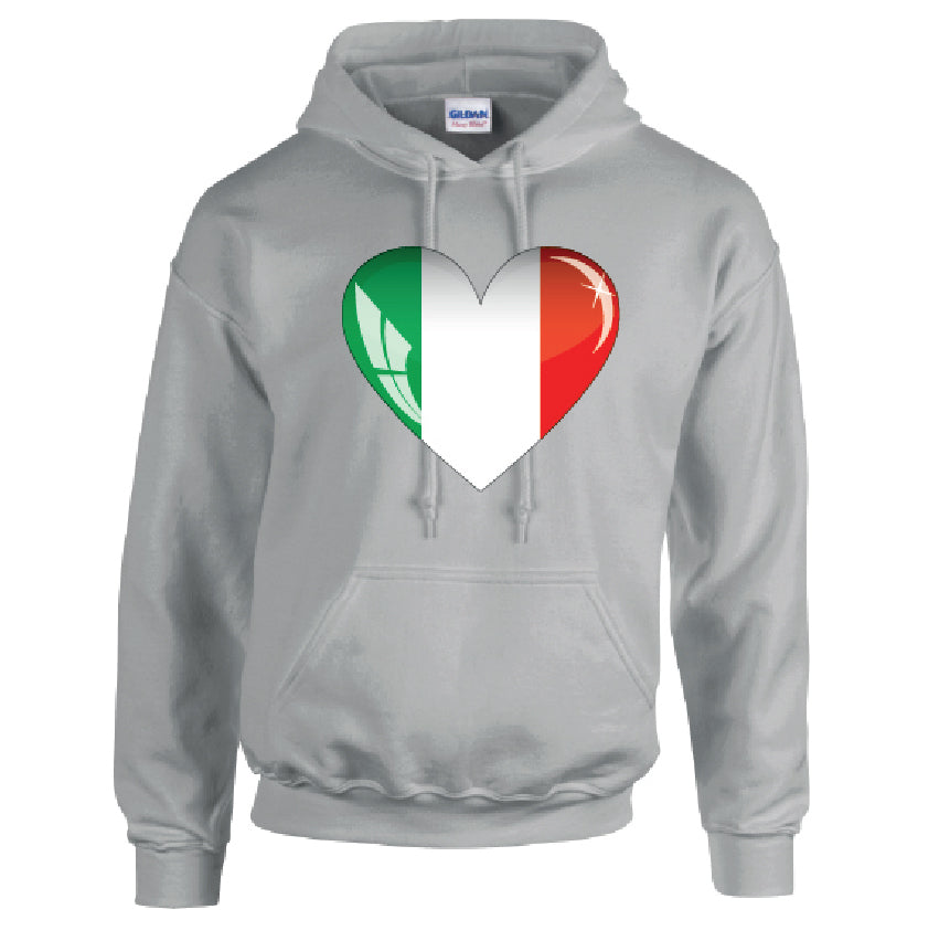 HD09 Italy Heart Unisex Cotton Hoodie Various Sizes & Colours Available