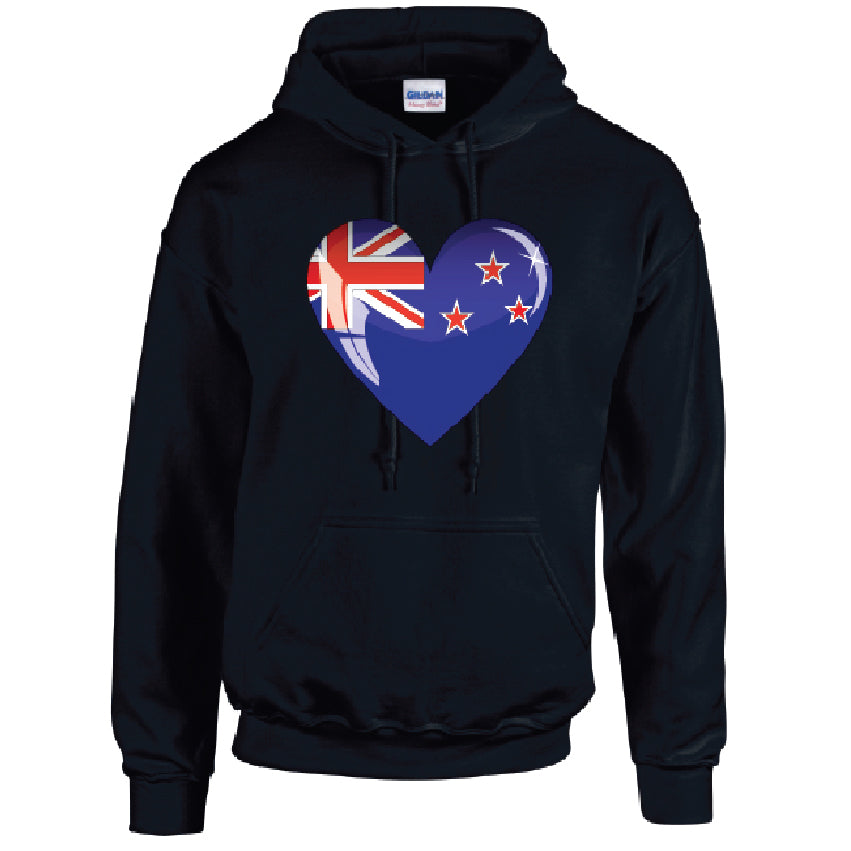 New Zealand Heart Unisex Cotton Hoodie 5 sizes 3 Colours Available Printed HD11