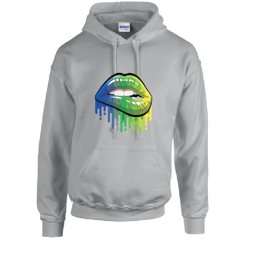 HD14 Blue and Green Lips Unisex Cotton Hoodie Various Sizes & Colours Available