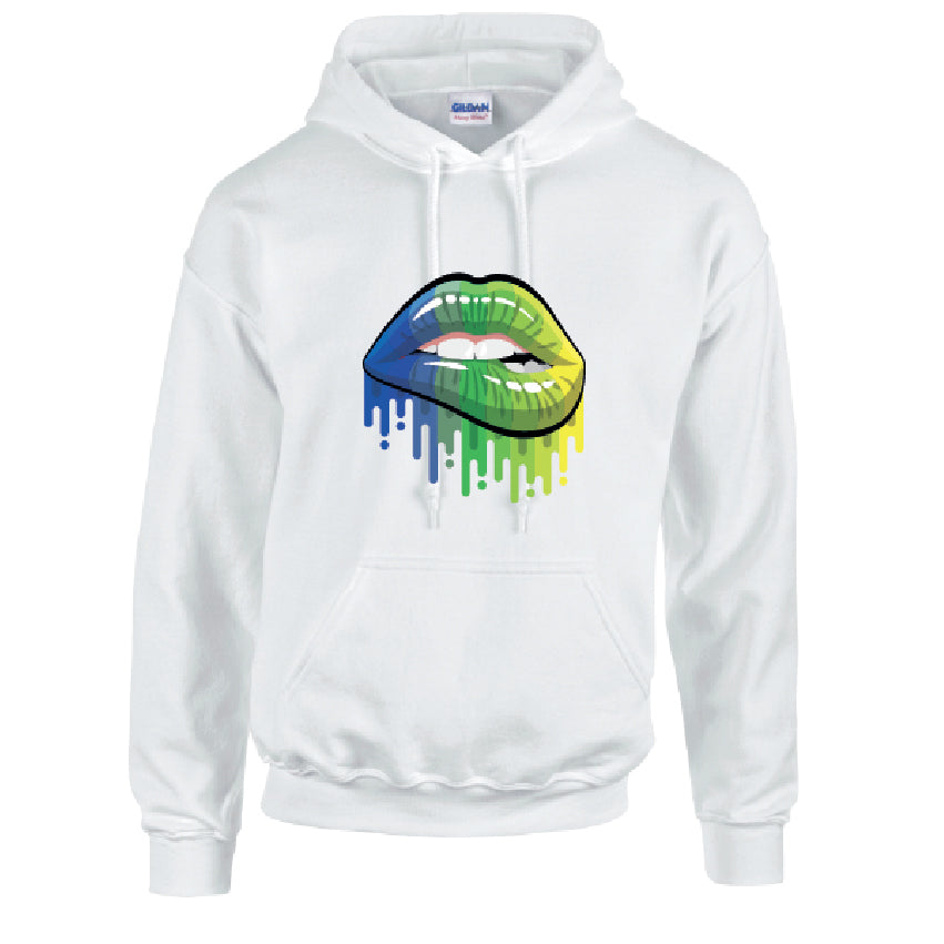 HD14 Blue and Green Lips Unisex Cotton Hoodie Various Sizes & Colours Available