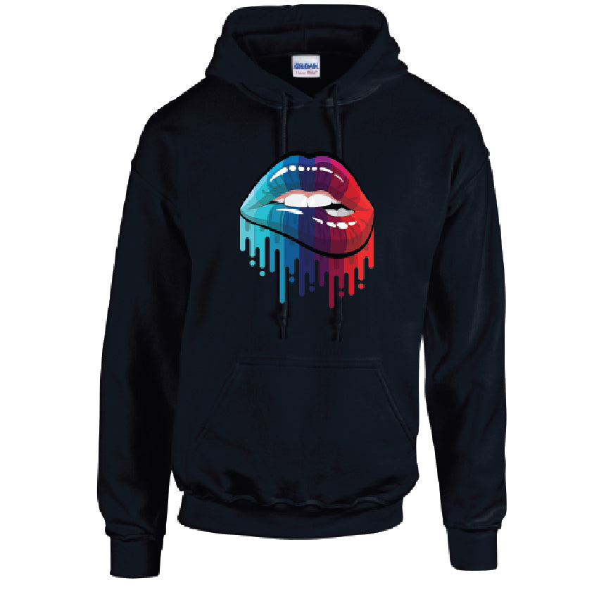 HD15 Blue and Red Lips  Unisex Cotton Hoodie Various Sizes & Colours Available