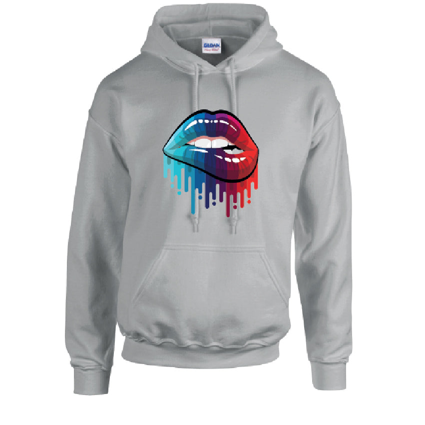 HD15 Blue and Red Lips  Unisex Cotton Hoodie Various Sizes & Colours Available