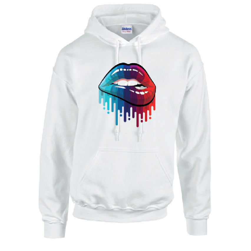 HD15 Blue and Red Lips  Unisex Cotton Hoodie Various Sizes & Colours Available