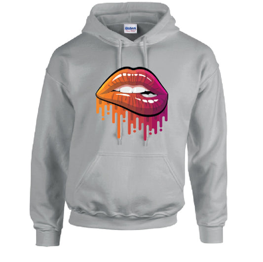 orange and Pink Lips  Unisex Cotton Hoodie 5 sizes 3 Colours Available Printed HD20