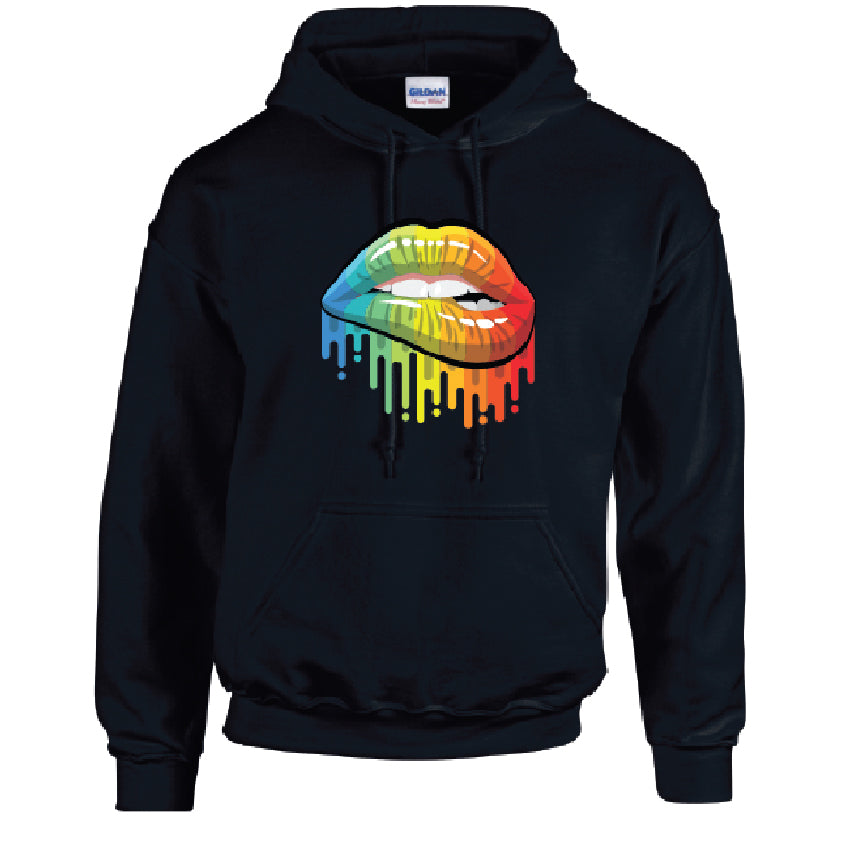 Rainbow Lips Unisex Cotton Hoodie 5 sizes 3 Colours Available Latex printed HD21
