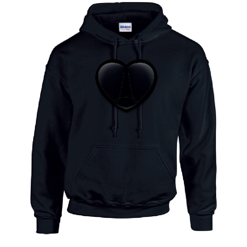 HD22 Black Heart Unisex Cotton Hoodie Various Sizes & Colours Available