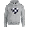 Black Chequered Heart Unisex Cotton Hoodie 5 sizes 3 Colours Available Latex printed HD23