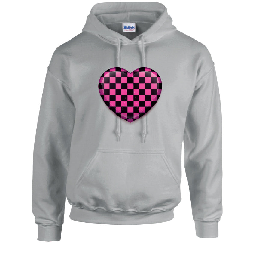 HD25 Pink and Black Heart Unisex Cotton Hoodie Various Sizes & Colours Available