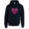 Pink Chequered Heart Unisex Cotton Hoodie 5 sizes 3 Colours Available Printed HD25