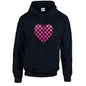 Pink Chequered Heart Unisex Cotton Hoodie 5 sizes 3 Colours Available Printed HD25