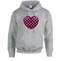 Pink Chequered Heart Unisex Cotton Hoodie 5 sizes 3 Colours Available Printed HD25