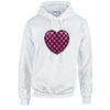 Pink Chequered Heart Unisex Cotton Hoodie 5 sizes 3 Colours Available Printed HD25