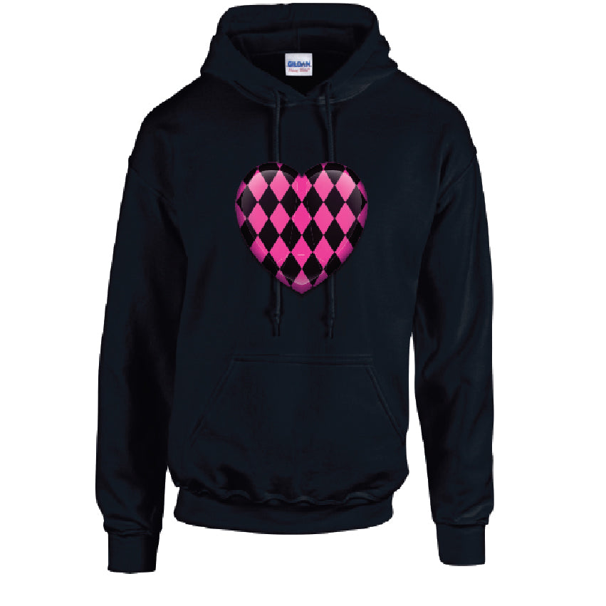 HD26 Pink Heart Unisex Cotton Hoodie Various Sizes & Colours Available