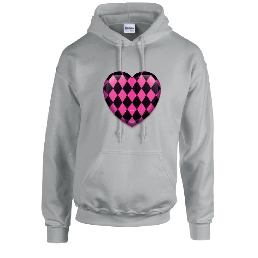 HD26 Pink Heart Unisex Cotton Hoodie Various Sizes & Colours Available
