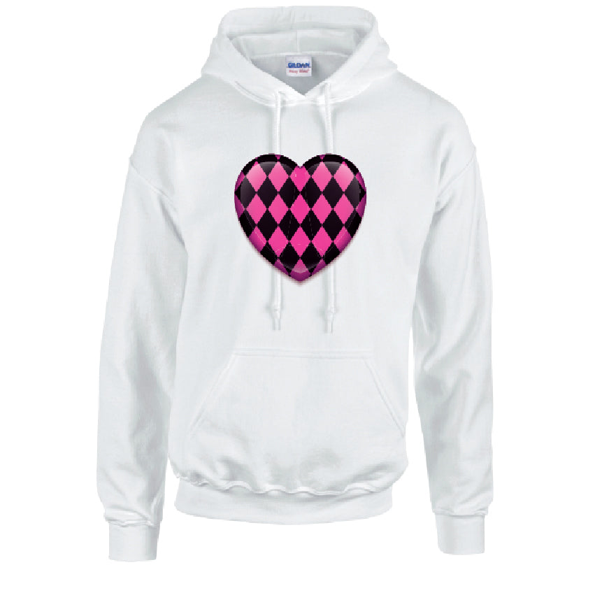 HD26 Pink Heart Unisex Cotton Hoodie Various Sizes & Colours Available