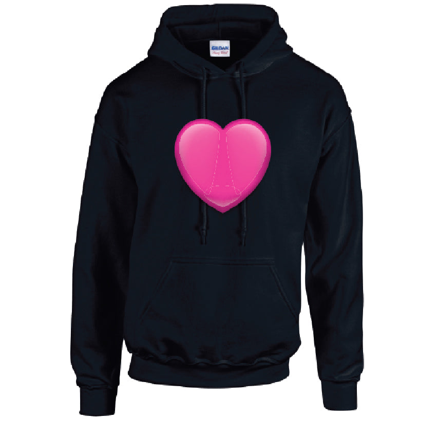 HD36 Pink Heart Unisex Cotton Hoodie Various Sizes & Colours Available