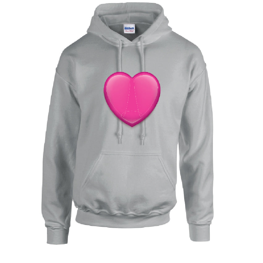 HD36 Pink Heart Unisex Cotton Hoodie Various Sizes & Colours Available