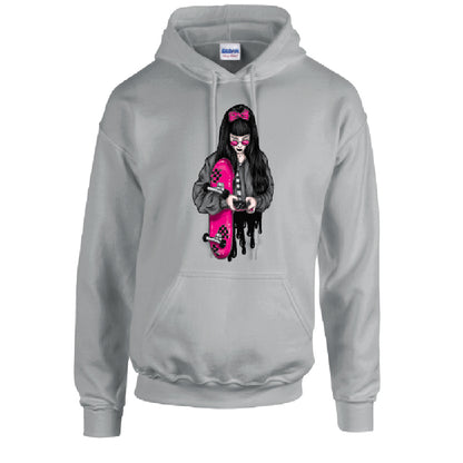 Pink Skater Girl Unisex Cotton Hoodie 5 Sizes 3 Colours Available Printed HD37