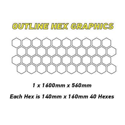 HHG02 Car Outline Medium Hexagon Camouflage Side Kit Honeycomb Stickers Graphics