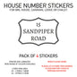 HS01-10 Vinyl Wheelie Bin House Caravan Lodge Stickers x4 Numbers Road Street Name