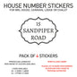 HS01-10 Vinyl Wheelie Bin House Caravan Lodge Stickers x4 Numbers Road Street Name