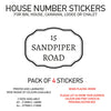 HS11-20 Vinyl Wheelie Bin House Caravan Lodge Stickers x4 Numbers Road Street Name Various Designs Available