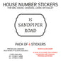 HS11-20 Vinyl Wheelie Bin House Caravan Lodge Stickers x4 Numbers Road Street Name Various Designs Available