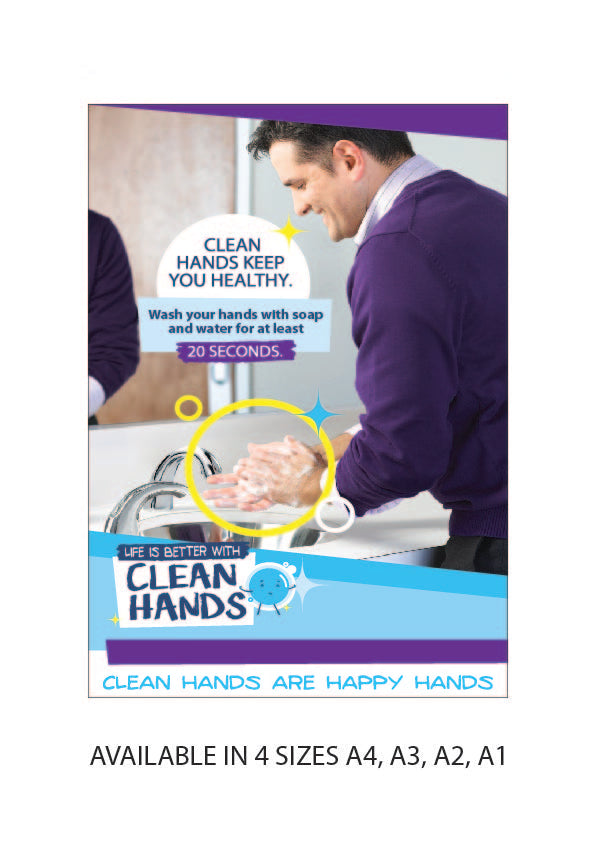 Hand Washing A5 Stickers (2x 148mm x 210mm) Health And Safety Warning Sticker Printed HW01-07