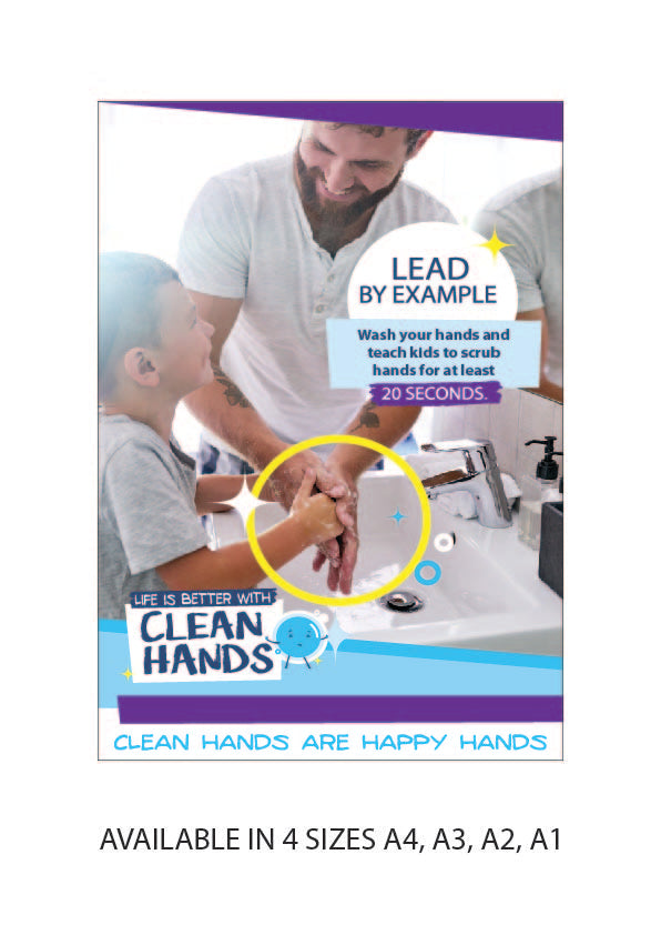 Hand Washing A5 Stickers (2x 148mm x 210mm) Health And Safety Warning Sticker Printed HW01-07