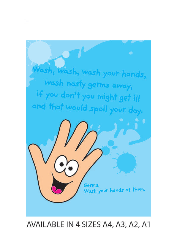 Hand Washing A5 Stickers (2x 148mm x 210mm) Health And Safety Warning Sticker Printed HW01-07