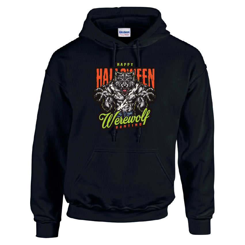 HWH26 Warewolf Hunting Halloween Unisex Cotton Hoodie Various Sizes & Colours Available