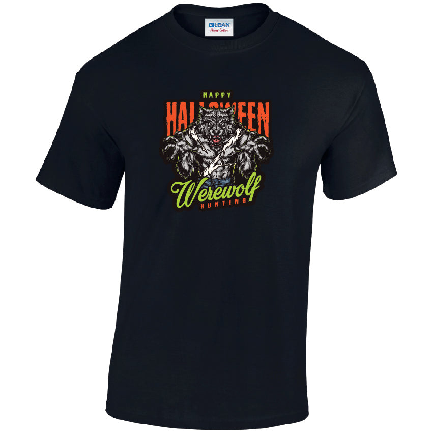 HW26 Warewolf Hunting Halloween Unisex Cotton T-Shirts Various Sizes & Colours Available