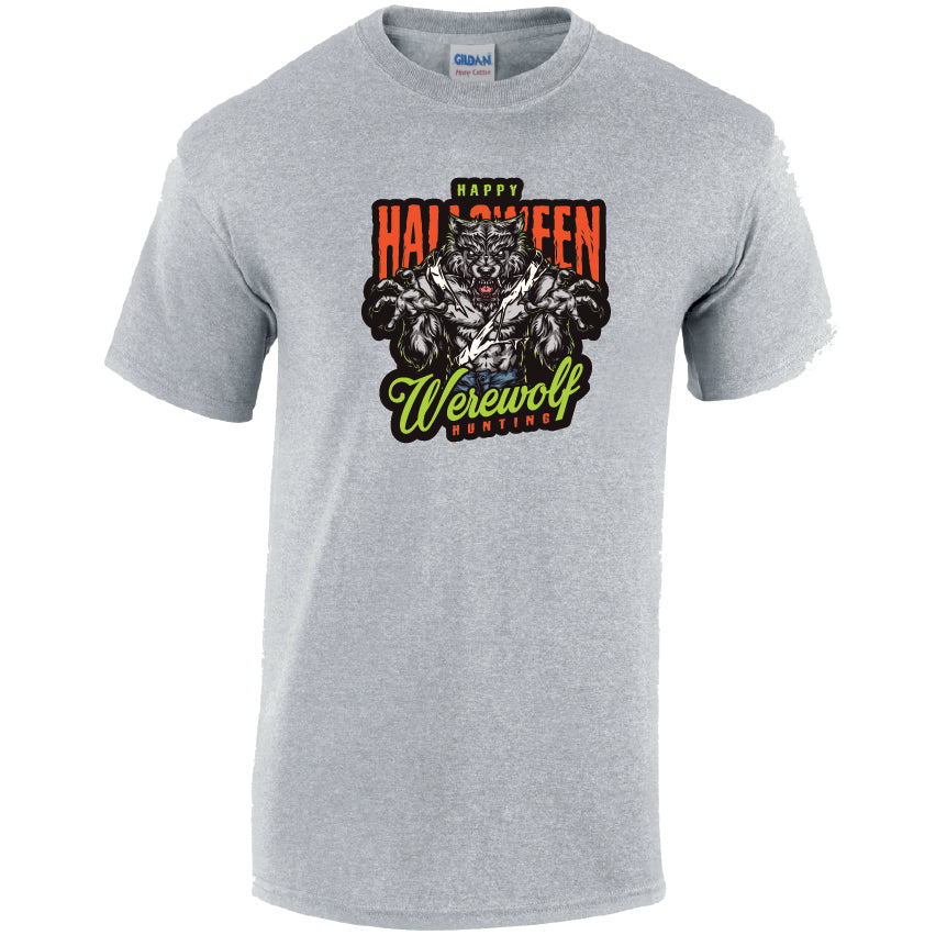 HW26 Warewolf Hunting Halloween Unisex Cotton T-Shirts Various Sizes & Colours Available