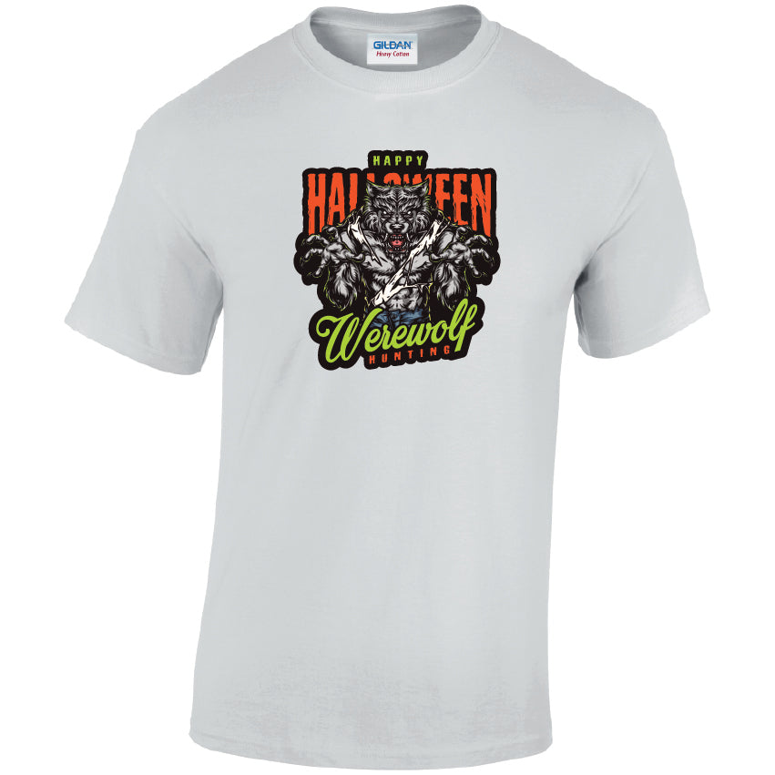 HW26 Warewolf Hunting Halloween Unisex Cotton T-Shirts Various Sizes & Colours Available