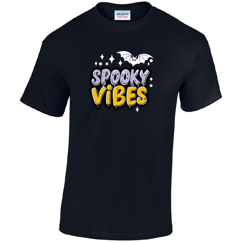 HW04 Spooky Vibes Halloween Unisex Cotton T-Shirt Various Sizes & Colours Available