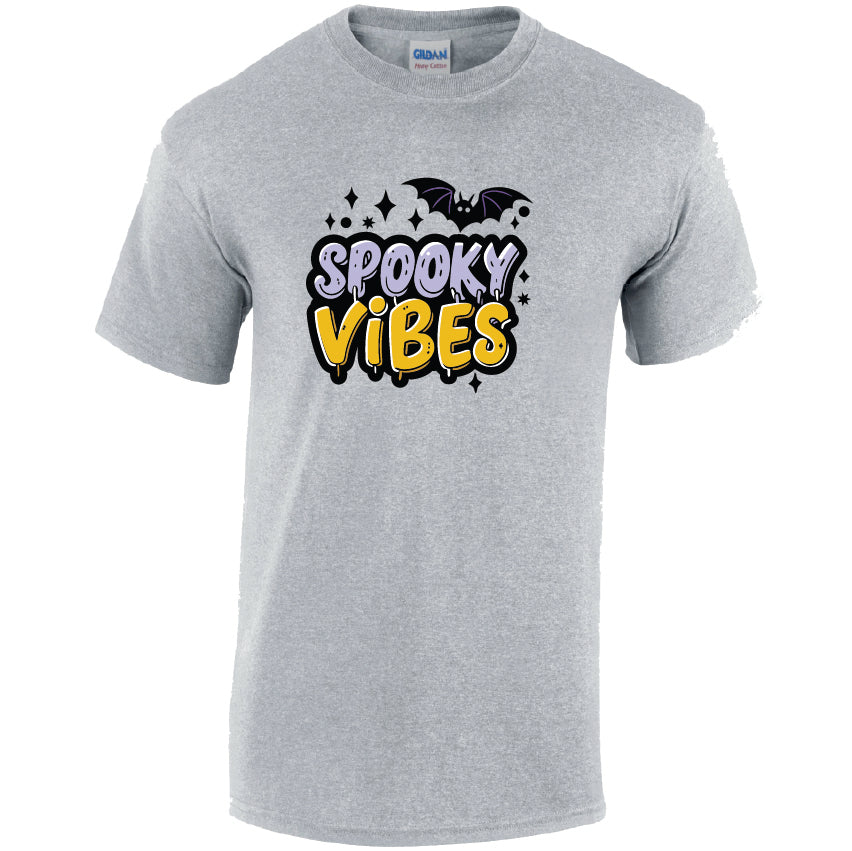 HW04 Spooky Vibes Halloween Unisex Cotton T-Shirt Various Sizes & Colours Available