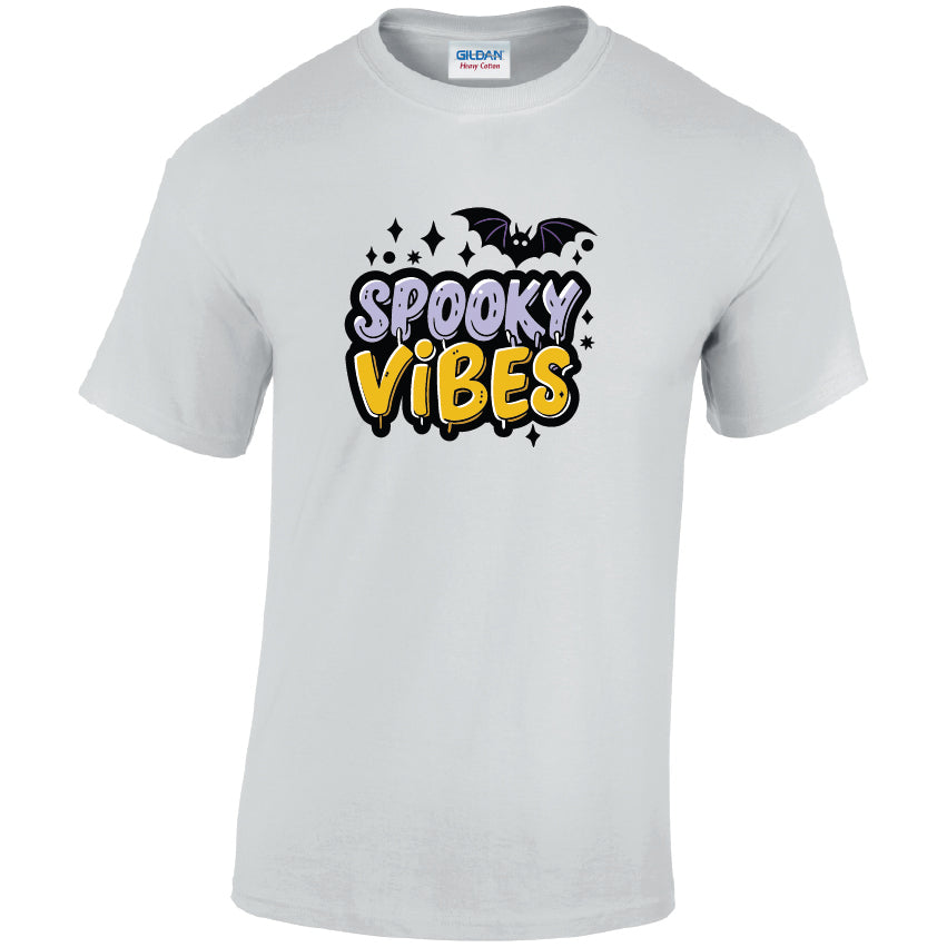 HW04 Spooky Vibes Halloween Unisex Cotton T-Shirt Various Sizes & Colours Available