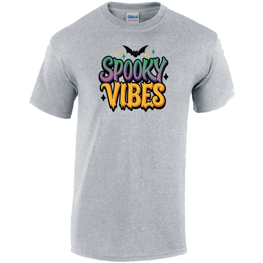 HW05 Spooky Vibes Halloween Unisex Cotton T-Shirt Various Sizes & Colours Available