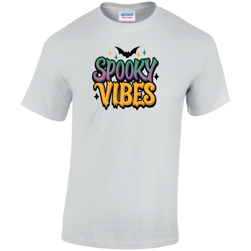 HW05 Spooky Vibes Halloween Unisex Cotton T-Shirt Various Sizes & Colours Available