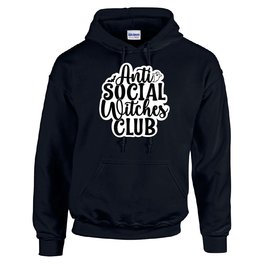 HWH06 Anti Social Witches Club Halloween Unisex Cotton Hoodie Various Sizes & Colours Available