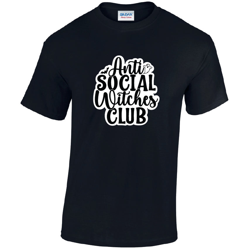 HW06 Anti Social Witches Club Halloween Unisex Cotton T-Shirt Various Sizes & Colours Available