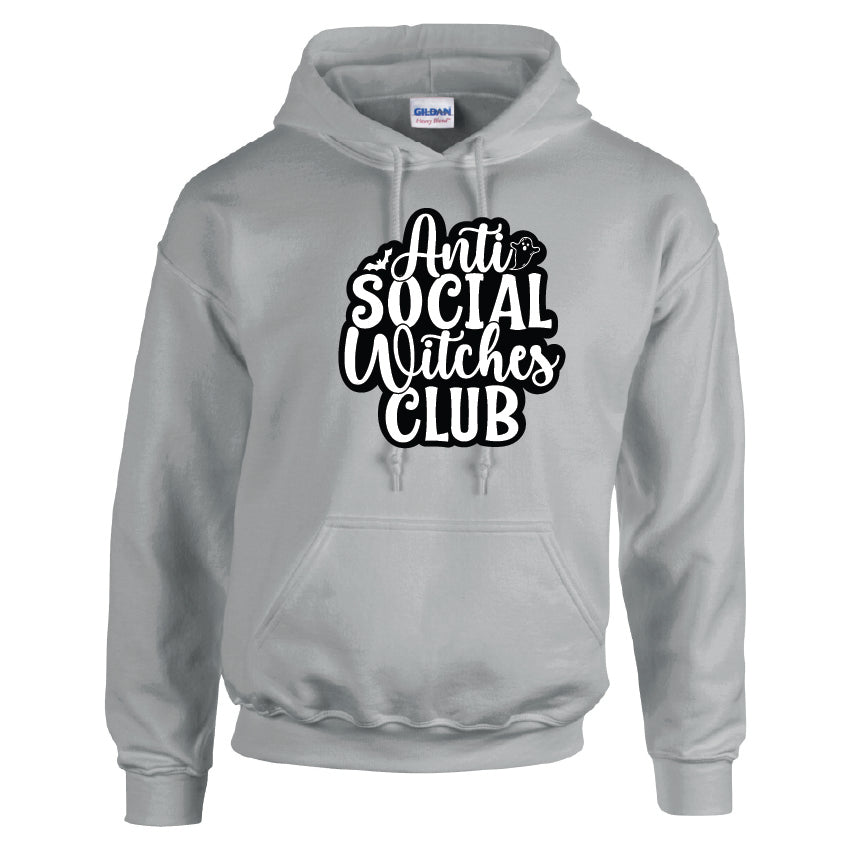 HWH06 Anti Social Witches Club Halloween Unisex Cotton Hoodie Various Sizes & Colours Available