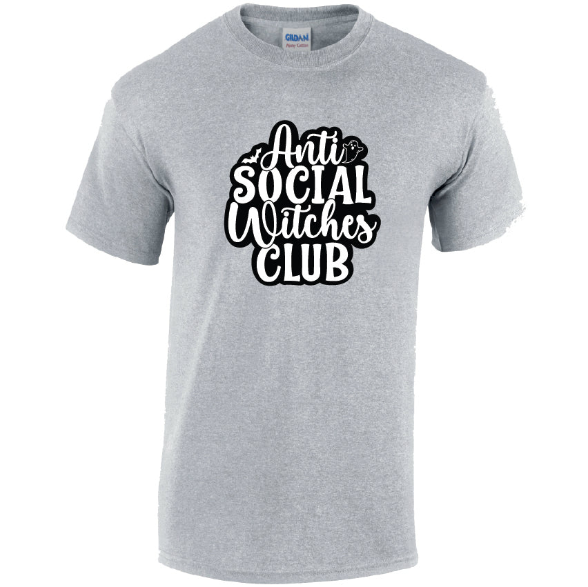 HW06 Anti Social Witches Club Halloween Unisex Cotton T-Shirt Various Sizes & Colours Available