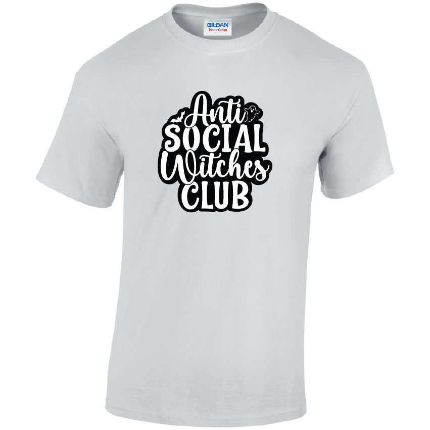HW06 Anti Social Witches Club Halloween Unisex Cotton T-Shirt Various Sizes & Colours Available
