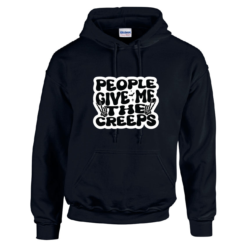 HWH07 People Give Me The Creeps Halloween Unisex Cotton Hoodie Various Sizes & Colours Available